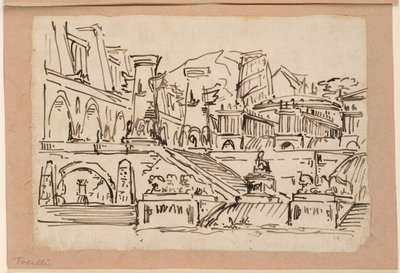 Stage Design, Group of Antique Buildings by Angelo Toselli