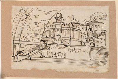 Stage Design, Group of Antique Buildings by Angelo Toselli