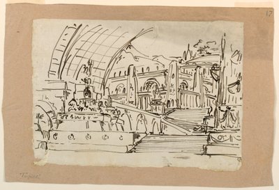 Stage Design, Group of Antique Monuments by Angelo Toselli