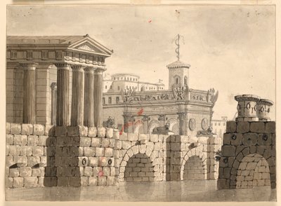 Stage Design, Palaces and River by Angelo Toselli