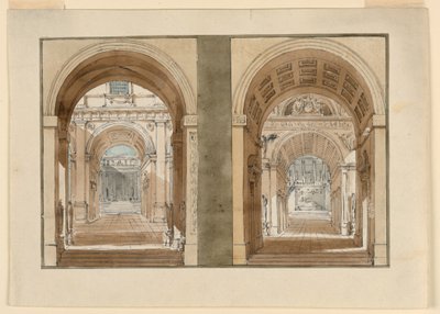 Stage Designs, Views into Palace Courts by Angelo Toselli