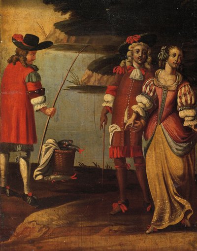 Four-fold double-sided screen, c.1700 (detail) by Anglo Flemish School