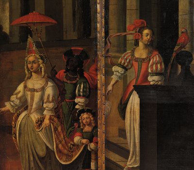 Four-fold double-sided screen, c.1700 by Anglo Flemish School