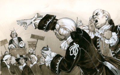 18th century servants at political meeting by Angus McBride