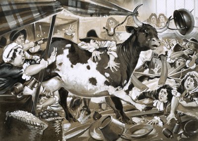 A cow once got into Westminster Hall and caused chaos by Angus McBride