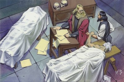 Leonardo Da Vinci Investigating Human Anatomy Using Corpses of Men Who Died in Hospital by Angus McBride