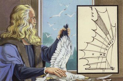 Leonardo Da Vinci Studying Birds to Discover How a Man Could Fly by Angus McBride