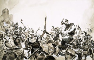 Moorish warriors attacking Spanish forces in 711 by Angus McBride