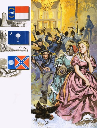 Northern troops looting the homes of terrified Southerners by Angus McBride