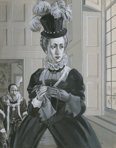 Queen Elizabeth I, Hearing News of the Execution of Mary Queen of Scots by Angus McBride