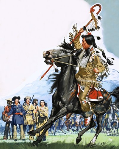 Unidentified Indians Surround Small Group of Scouts by Angus McBride