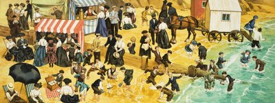 Victorian or Edwardian Beach Scene by Angus McBride