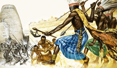 War-dance of Bantu tribesmen by Angus McBride