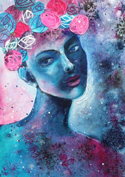 Cosmic Floral Woman by Ania Witwitzka