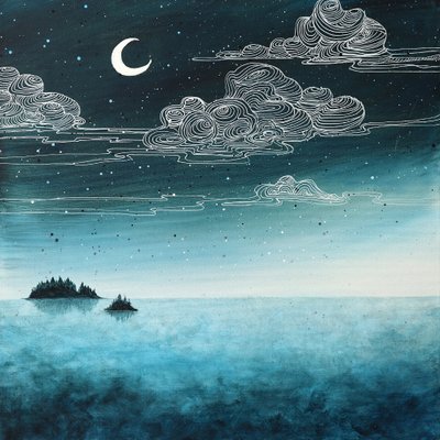 Moonlit Island Night by Ania Witwitzka