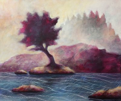 Mystical Purple Island Tree by Ania Witwitzka