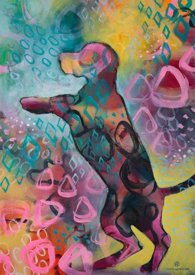 Vibrant Abstract Dog by Ania Witwitzka