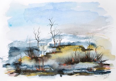 Misty Autumn Wetland by Aniko Hencz