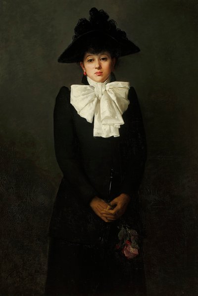 Portrait of a Young Woman with a Rose in Her Hand by Anna Bilińska Bohdanowicz