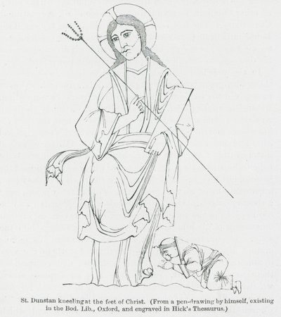 St Dunstan Kneeling at the Feet of Christ by Anna Brownell Jameson