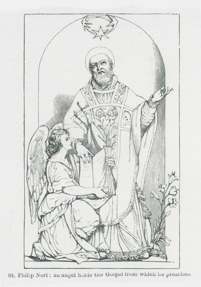 St Philip Neri, An Angel Holds the Gospel from which He Preaches by Anna Brownell Jameson