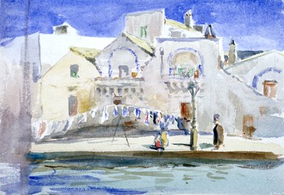 Houses by a Canal with a Washing Line, c. 1864-1930 by Anna Lea Merritt