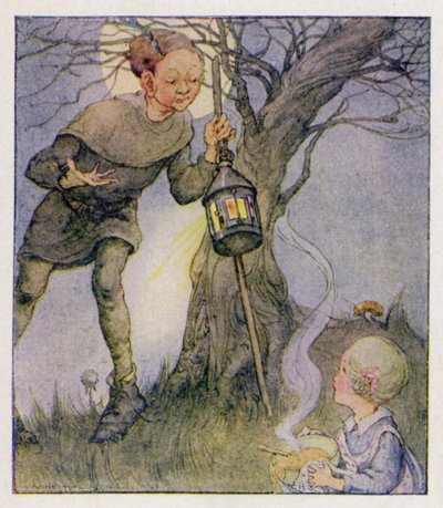 Nursery Rhyme: The Man In The Moon Came Down Too Soon by Anne (after) Anderson