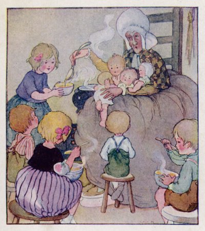 Nursery rhyme: There Was An Old Woman Who Lived In A Shoe by Anne (after) Anderson