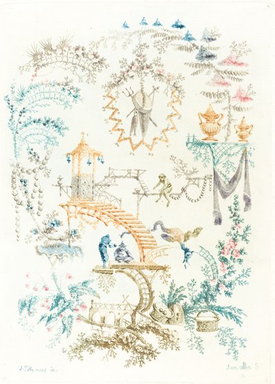 Arabesque with a Monkey by Anne Allen after Jean Baptiste Pillement