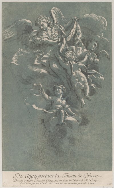 Three angels carrying Gideon