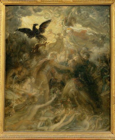 The Shadows of French Heroes Received by Ossian in the Aerial Elysium. Satirical Replica of the Great by Anne Louis Girodet de Roucy-Trioson