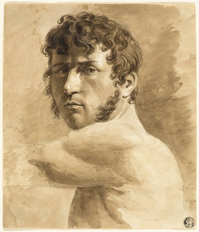 Bust of Male Nude (front); Portrait Sketch of Man with Sketches of Women (back) by Anne Louis Girodet de Roussy Trioson