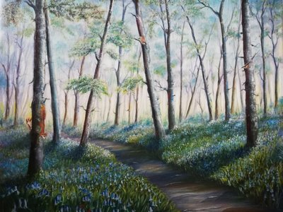 Bluebell Woodland Path by Annette Armitage