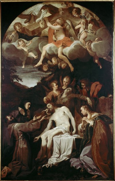Pieta with St Claire, St Francis, St Mary Magdalene and St John by Annibale Carracci