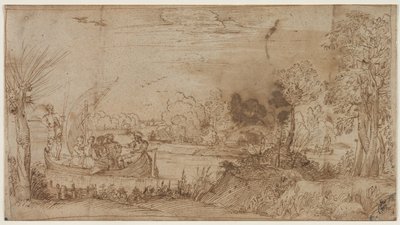 River Landscape with Boats by Annibale Carracci