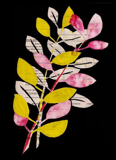 Pink Yellow Botanical Collage by Annick