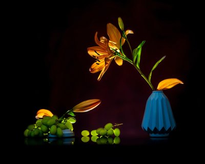 Vibrant Lilies Still Life by Annie Poreider