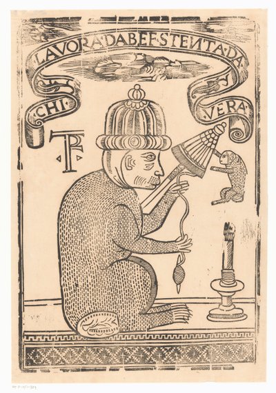 Monkey with Spinning Wheel by Anonymous