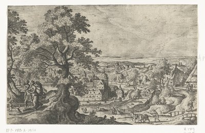 Apollo Walking with a Young Woman (Landscapes with Mythological and Biblical Representations) by Anonymous
