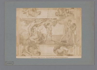 Photoreproduction of the fresco The Fall and Expulsion from Paradise by Michelangelo in the Sistine Chapel by Anonymous