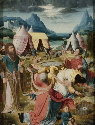 Gathering of Manna (inner, right wing of a triptych) by Anonymous