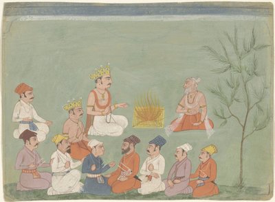 Company with Two Princes by a Campfire by Anonymous