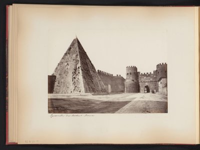 View of the Pyramid of Caius Cestius and Porta Ostiense in Rome, Italy by Anonymous