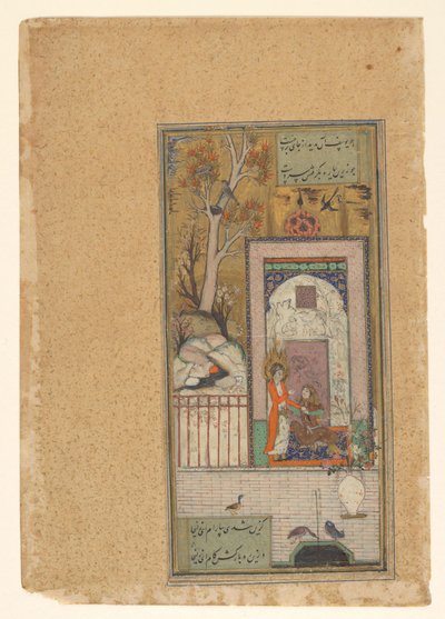 Heavenly Messenger with an Announcement for a Seated Man in a Palace by Anonymous