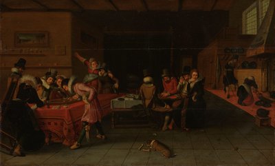 Interior of a Tavern or Brothel with People Drinking and Playing Trictrac by Anonymous