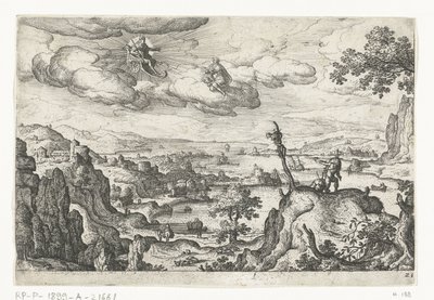Jupiter in His Chariot and Another God, Landscapes with Mythological and Biblical Scenes (series title) by Anonymous