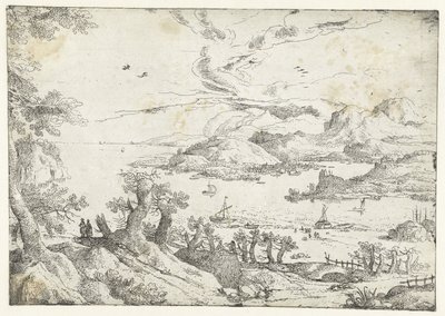 Landscape with Wide River Between Hills by Anonymous