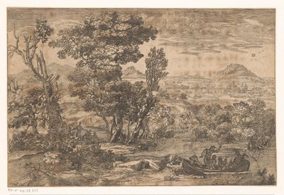 Landscape with a Boat on a River by Anonymous