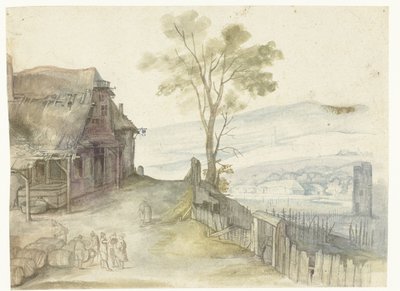 Landscape with an Inn and a Fence by Anonymous