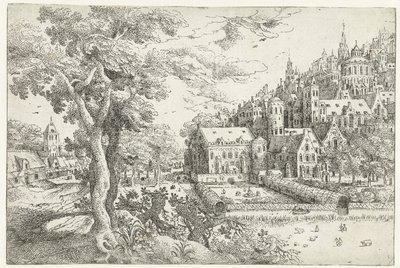 Landscape with City Against a Hill by Anonymous